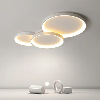 Современная светодиодная люстра с круговым соединением, умная светодиодная люстра для гостиной, спальни, Простое светодиодное потолочное освещение с регулируемой яркостью, лампа для домашнего декора