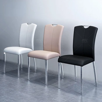 Современный простой ресторанный стул в скандинавском стиле для взрослых, бытовой стул со спинкой, Железная Кожаная мебель для столовой на заказ