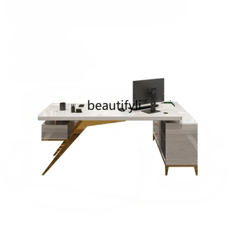 Современный Светлый Роскошный письменный стол Угловой настольный компьютер Встроенный стол Простая комбинация мебели для учебы