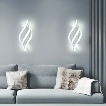 Современный светодиодный настенный светильник изогнутого дизайна, спиральный настенный светильник для гостиной, прикроватной тумбочки в спальне, домашнего декора, внутреннего освещения, бра