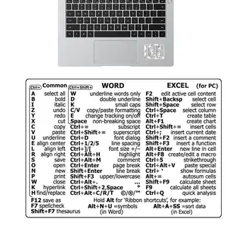 Сочетания клавиш Word / Excel Краткое справочное руководство Наклейки с сочетаниями клавиш для ПК, ноутбука, клей без грязи, совместимый с 13