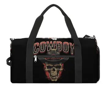 Спортивная сумка Western Cowboy Крутая спортивная сумка большой емкости винтажный череп Мужская женская портативная сумка Ретро Тренировочная сумка для фитнеса