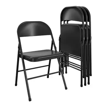 Стальной складной стул Mainstays (4 упаковки) Черные походные стулья Складной стул пляжный стул