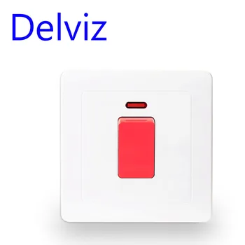 Стандартный настенный выключатель Delviz в Великобритании, модель 86, выключатель 45A, двухполюсный, с двойным выключателем, панель управления мощностью кондиционера, водонагревателя