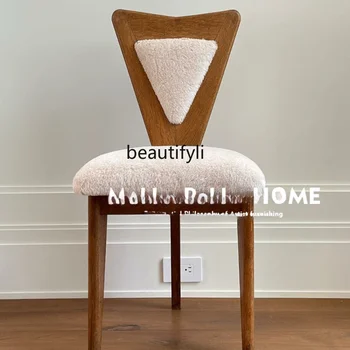 Старинный стул с треугольной спинкой, Винтажный косметический стул из шерсти Ягненка, домашний Дизайнерский обеденный стул