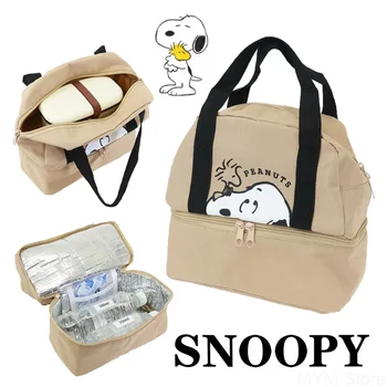 Сумка для ланча Snoopy, холщовый ланч-бокс, сумка для пикника, мультяшная маленькая сумочка, контейнер для ужина, сумки для хранения продуктов для офисных леди