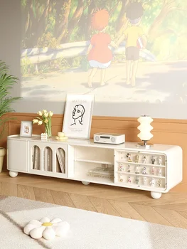 ТВ-шкаф в кремовом стиле, современный минималистичный бытовой французский напольный шкаф высокого класса