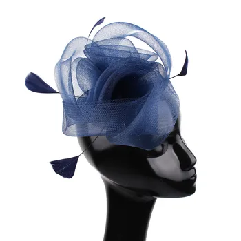 Темно-синий сетчатый женский головной убор, Элегантные женские шикарные аксессуары для волос 