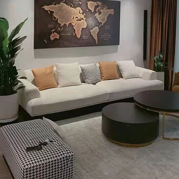 Ткань для гостиной в стиле минимализм, изготовленная по латексной технологии, для четырех человек, роскошный диван Nordic, тканевый диван в линию