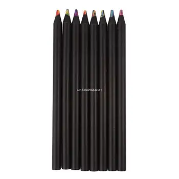 Товары для рукоделия для детей и взрослых, 8 черных деревянных карандашей радужного цвета, разноцветные для раскрашивания челнока