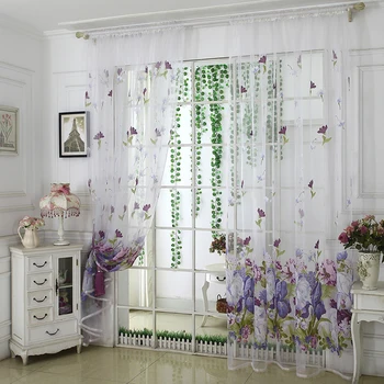 Фиолетовый тюль с цветочным пионом в прозрачных занавесках для гостиной Спальни кухни, шторы для обработки окон, Жалюзи, Панель Новая