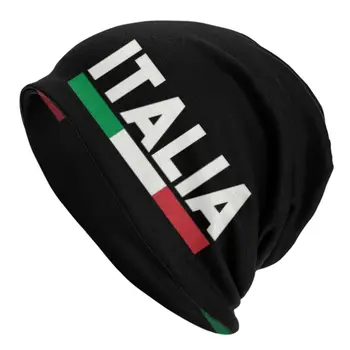 Флаг Италии Черепа Шапочки Кепки Унисекс Зимняя теплая Вязаная шапка Мужчины Женщины Уличные Взрослые Итальянские патриотические шляпы-капоты Лыжная кепка