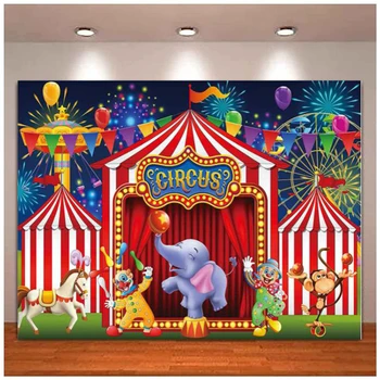 Фон для фотосъемки в цирке для декора детского дня рождения, Карусель с клоуном, Карнавальная ночь, Фон красной палатки, декор стола для торта