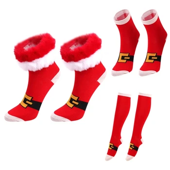 Хлопчатобумажные чулки до колена, чулочно-носочные изделия, женские Рождественские носки с героями мультфильмов в подарок на Рождество