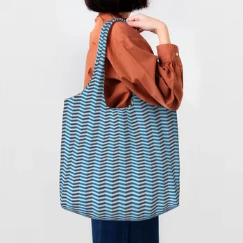 Холщовая сумка для покупок с зигзагообразным рисунком, женская сумка для продуктов большой емкости, богемная современная геометрическая сумка для покупок, сумки, подарки