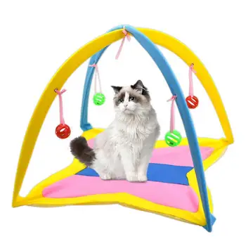 Центр активности в палатке для кошек, складная Интерактивная красочная палатка с колокольчиками, теплый кошачий домик для дрессировки, развлечения, товары для домашних животных