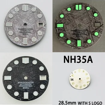 Циферблат Механизма NH35 28,5 ММ Новая Поверхность Метеорита С Сильным Зеленым Освещением 3C Модификация Часов Для Дайвинга Аксессуары