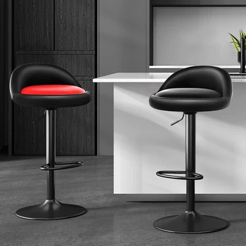 Черные Кожаные Кресла Для Лаунж-бара Поворотные Водонепроницаемые Регулируемые Современные Скандинавские Кресла Дизайнерская Металлическая Мебель Для Дома Barkrukken