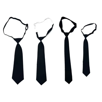Черные Форменные галстуки для мужчин, Длинный Форменный галстук JK, Узкий Черный галстук без узла, Галстук M6CD