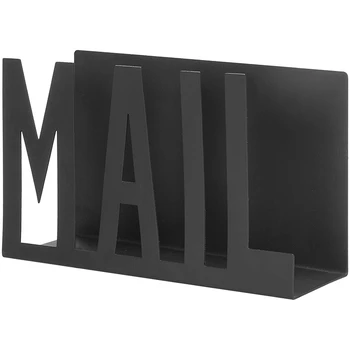 Черный металлический настольный держатель для почтовых писем с вырезом