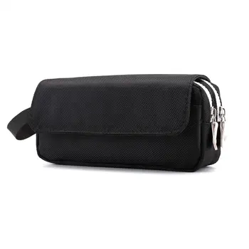 Черный пенал из ткани Оксфорд, симпатичная однотонная сумка для ручек большой емкости, двухслойная сумка для карандашей большой емкости, студенческие подарки