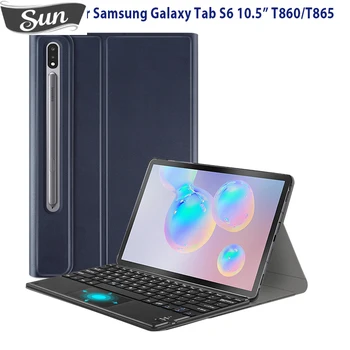 Чехол-клавиатура с Сенсорной Панелью для Samsung Galaxy Tab S6 2019, SM T860 T865 10,5, Кожаный Чехол-Подставка с Беспроводным Ковриком Для Мыши и Клавиатурой
