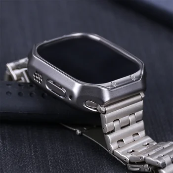 Чехол + ремешок для Apple Watch Ultra 49 мм Ocean Metal Band, браслет из нержавеющей стали для Apple Watch Ultra 49, защитная пленка для экрана