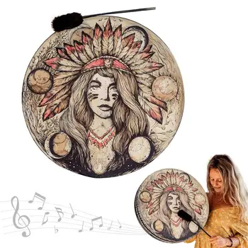 Шаманский ручной барабан Шаманская Туземка Барабан с голенью Сибирский барабан Духовный декор Подарки для медитации Йога Мюзикл