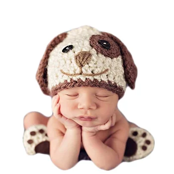Шапка для фотосъемки новорожденных собак, креативный декор, вязаная шапка для новорожденного младенца.