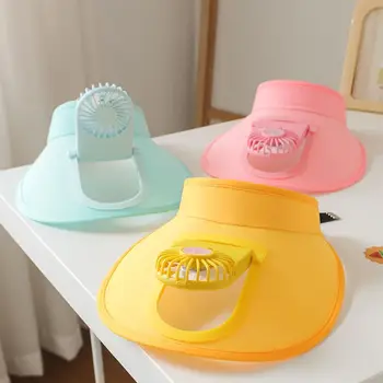 Шляпа с широкими полями, летний козырек от солнца, электрический вентилятор, детская шляпа с солнцезащитным козырьком, детская шляпа от солнца, пустой цилиндр, кепка в корейском стиле