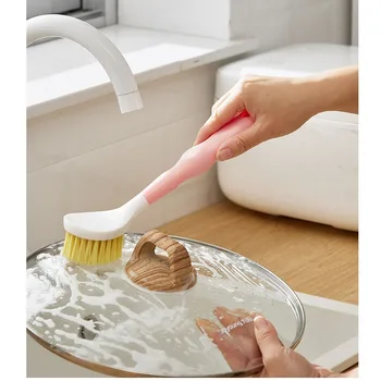 Щетка для чистки из сизаля, щетка для кастрюль с длинной ручкой, простая щетка для мытья посуды для кухни