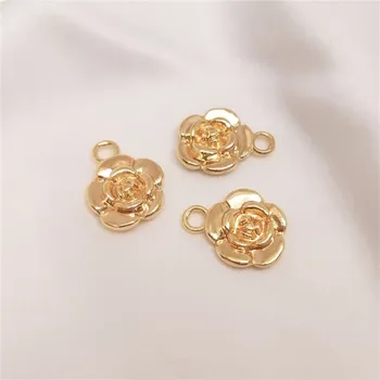Аксессуары из 14-каратного золота, подвеска в виде розы, кулон в форме цветка, браслет ручной работы, серьги, ювелирная подвеска B427