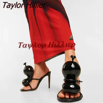 Сандалии, украшенные воздушными шарами, Новинка 2023 года, красные ретро босоножки на высоком каблуке с круглым носком, повседневная модная весенняя женская обувь больших размеров