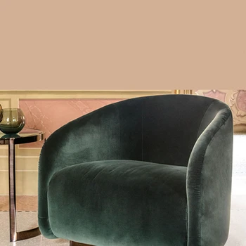 Темно-зеленый фланелевый диван для одного человека, модное простое кресло для отдыха, офис продаж, приемный диван, модная роскошь.